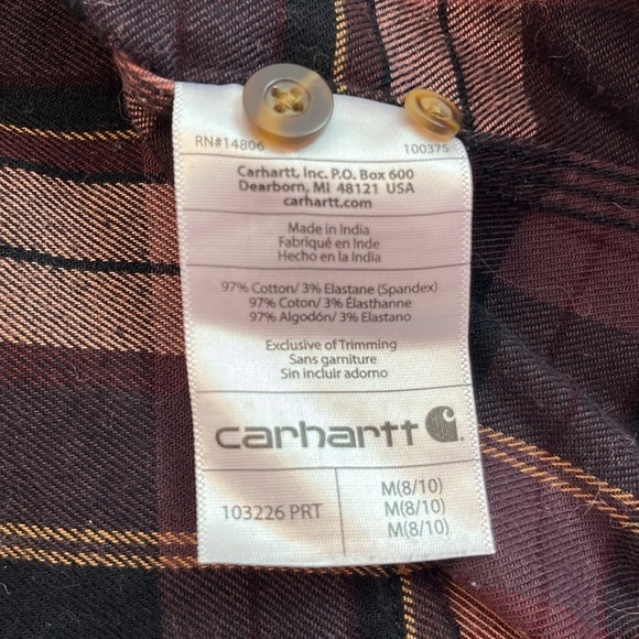 Carhartt Rugged Flex Hamilton Shirt Plaid Flannel Button Up Port Purple Medium - Picture 6 of 6